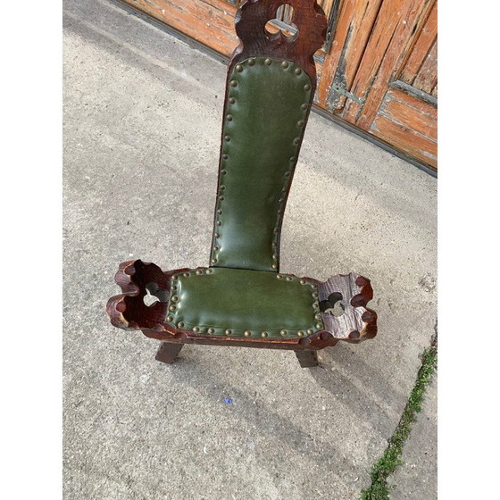 Image 1 of Chaise espagnole vintage brutaliste en bois, années 1960