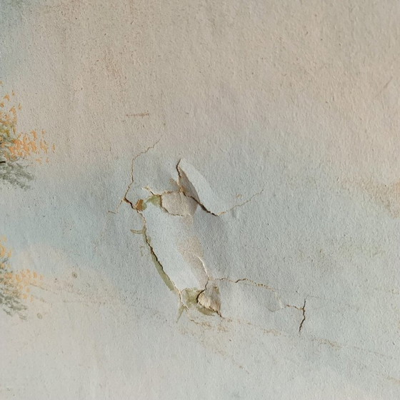 Image 1 of Paravent vintage en toile peinte