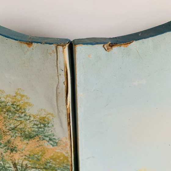 Image 1 of Paravent vintage en toile peinte