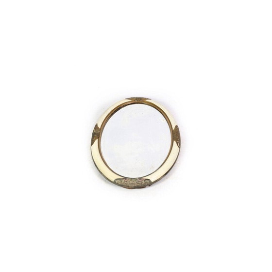 Image 1 of Miroir ovale blanc vintage avec bordure dorée, 1890