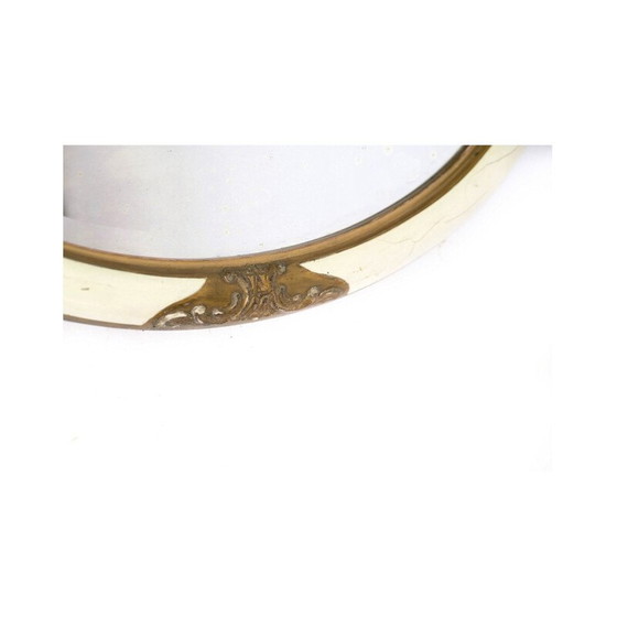 Image 1 of Miroir ovale blanc vintage avec bordure dorée, 1890