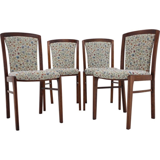 Ensemble de 4 chaises de salle à manger vintage en bois de hêtre, Tchécoslovaquie, années 1950