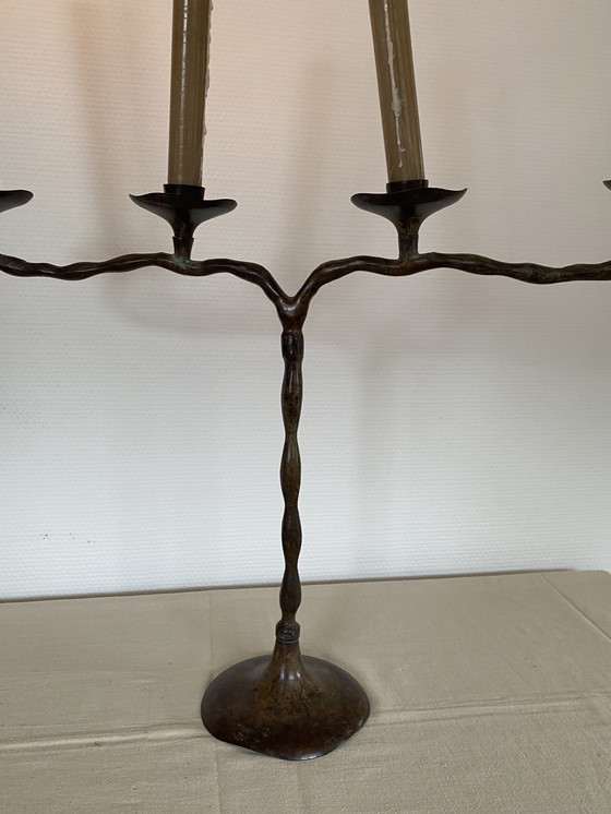 Image 1 of Chandelier vintage en bronze Japandi