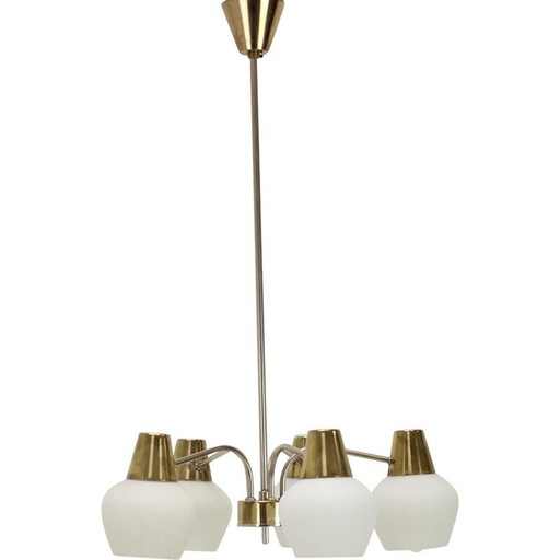 Lustre vintage en laiton et métal par Kamenicky Senov, Tchécoslovaquie 1970