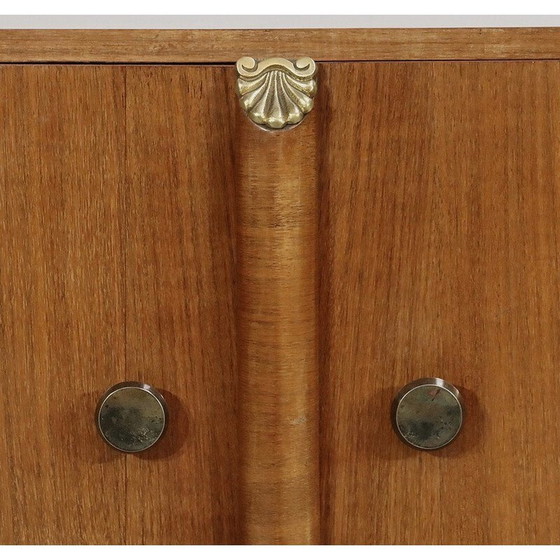 Image 1 of Meuble de bar vintage sur roulettes en placage de noyer, 1930