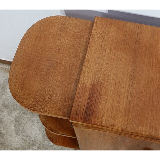 Image 1 of Meuble de bar vintage sur roulettes en placage de noyer, 1930