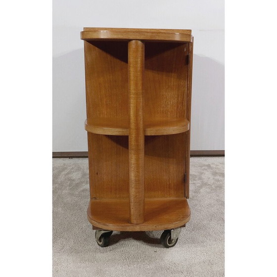 Image 1 of Meuble de bar vintage sur roulettes en placage de noyer, 1930