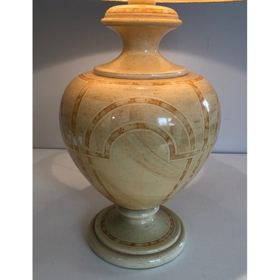 Image 1 of Lampe vintage en bois laqué coquille d'œuf, 1970