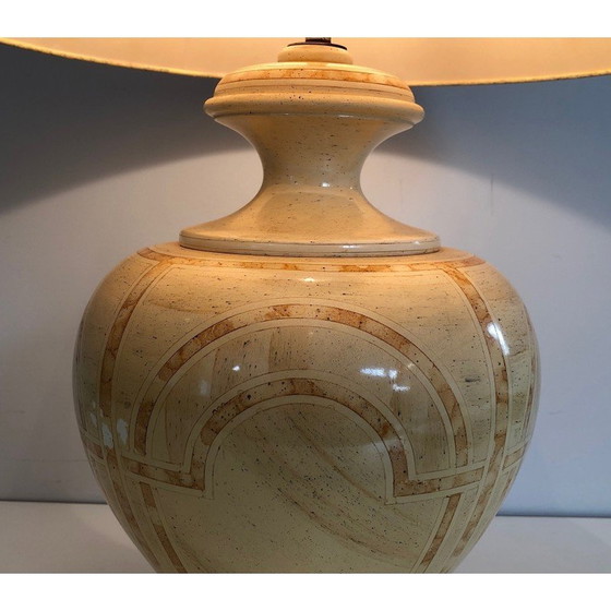 Image 1 of Lampe vintage en bois laqué coquille d'œuf, 1970