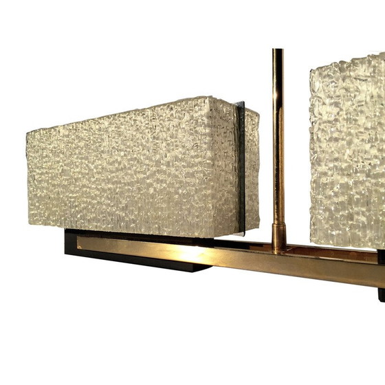 Image 1 of Lustre vintage Arlus en métal doré et Pespex - 1960s