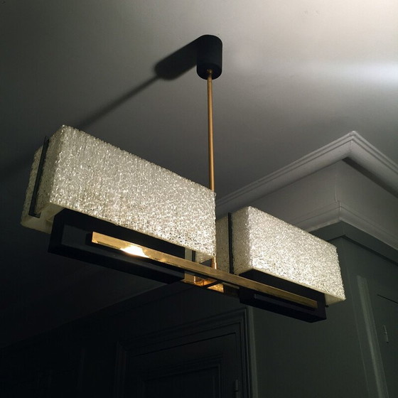 Image 1 of Lustre vintage Arlus en métal doré et Pespex - 1960s