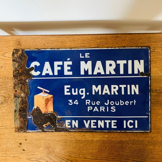 Image 1 of Plaque émaillée vintage le café Martin