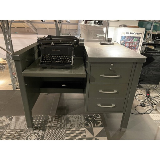 Bureau vintage avec machine à écrire intégrée, USA 1940