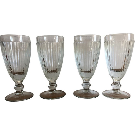 Image 1 of Ensemble de 4 coupes à glace en verre moulé bistro vintage