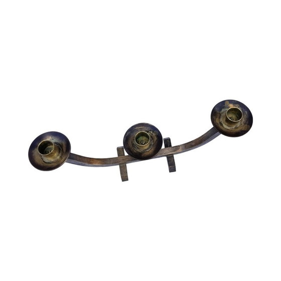Image 1 of Chandelier vintage en laiton brossé, Autriche 1970