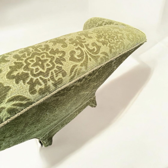 Image 1 of Fauteuil relax danois vintage / fauteuil à oreilles dans le style d'Ilmari Lappalainen, en velours vert, env. 1950