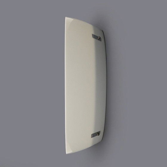 Image 1 of Miroir cylindrique vintage avec cadre en plastique blanc, Italie 1970