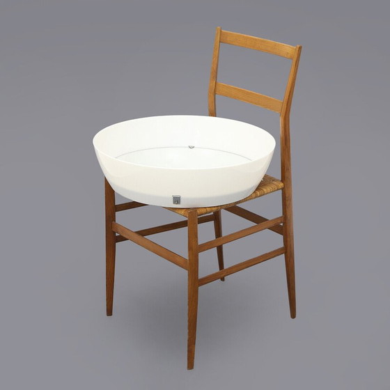 Image 1 of Miroir cylindrique vintage avec cadre en plastique blanc, Italie 1970