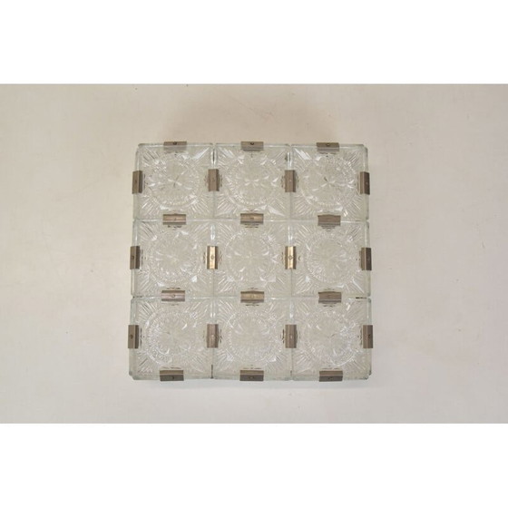 Image 1 of Plafonnier vintage en verre taillé et métal par Kamenicky Senov, Tchécoslovaquie 1960
