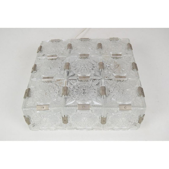Image 1 of Plafonnier vintage en verre taillé et métal par Kamenicky Senov, Tchécoslovaquie 1960
