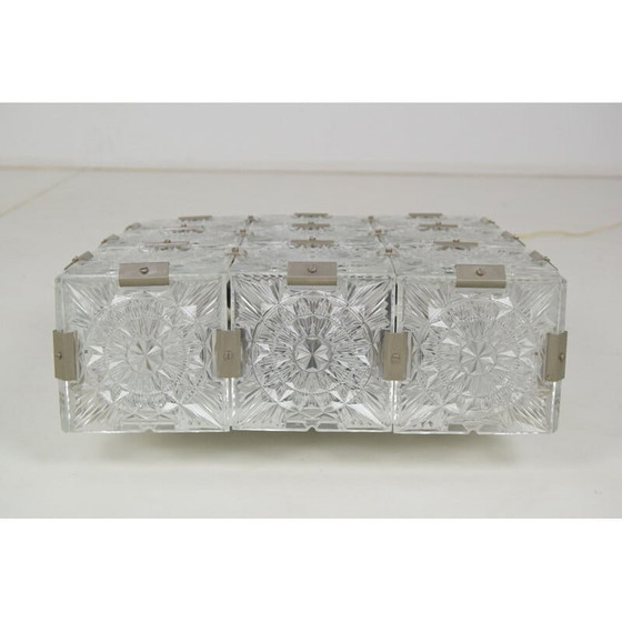 Image 1 of Plafonnier vintage en verre taillé et métal par Kamenicky Senov, Tchécoslovaquie 1960