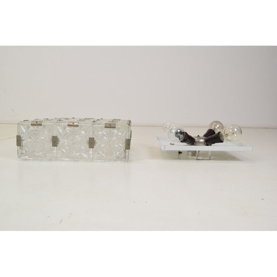 Image 1 of Plafonnier vintage en verre taillé et métal par Kamenicky Senov, Tchécoslovaquie 1960