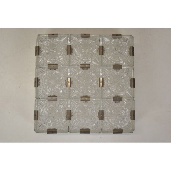 Image 1 of Plafonnier vintage en verre taillé et métal par Kamenicky Senov, Tchécoslovaquie 1960