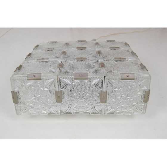 Image 1 of Plafonnier vintage en verre taillé et métal par Kamenicky Senov, Tchécoslovaquie 1960