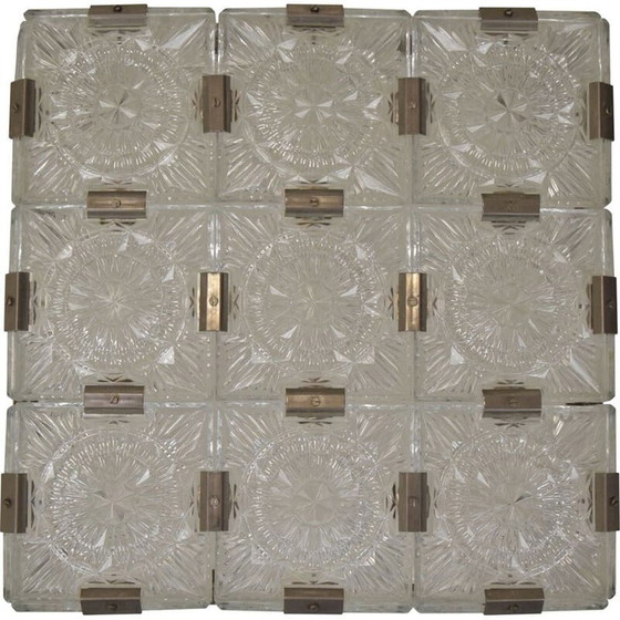 Image 1 of Plafonnier vintage en verre taillé et métal par Kamenicky Senov, Tchécoslovaquie 1960