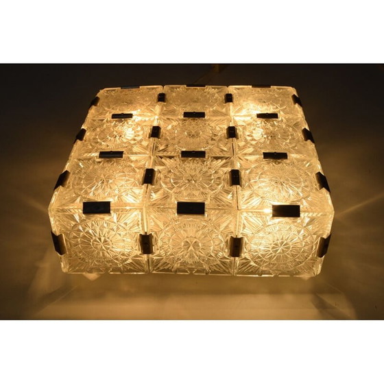 Image 1 of Plafonnier vintage en verre taillé et métal par Kamenicky Senov, Tchécoslovaquie 1960