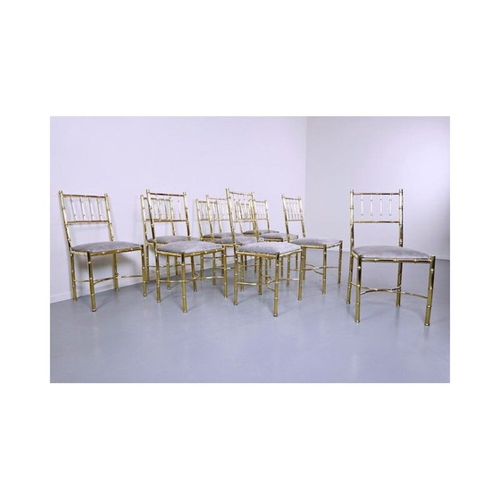 Image 1 of Ensemble de 10 chaises vintage en laiton 1940