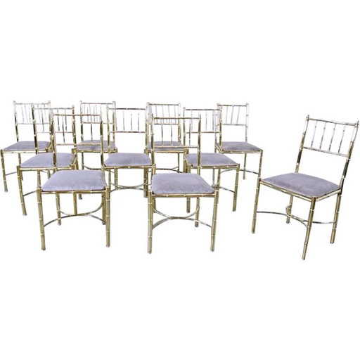 Ensemble de 10 chaises vintage en laiton 1940