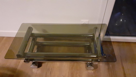 Image 1 of Table Basse Chrome Et Verre