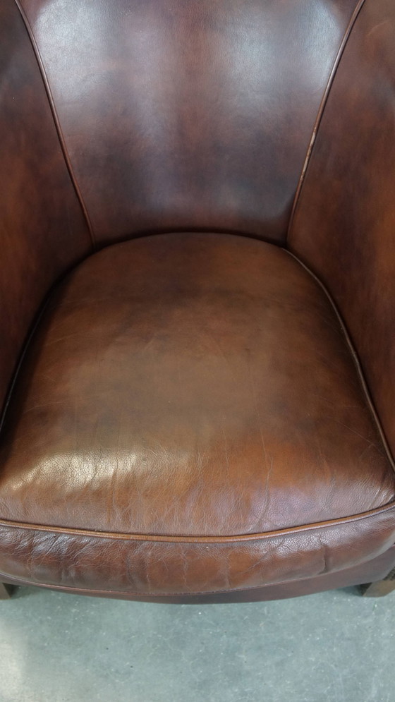 Image 1 of Fauteuil club en cuir de vachette de style anglais