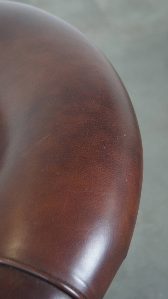 Image 1 of Fauteuil club en cuir de vachette de style anglais