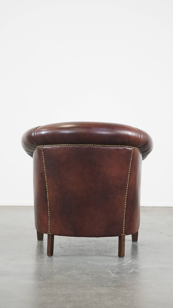 Image 1 of Fauteuil club en cuir de vachette de style anglais