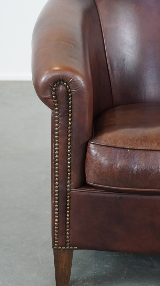 Image 1 of Fauteuil club en cuir de vachette de style anglais