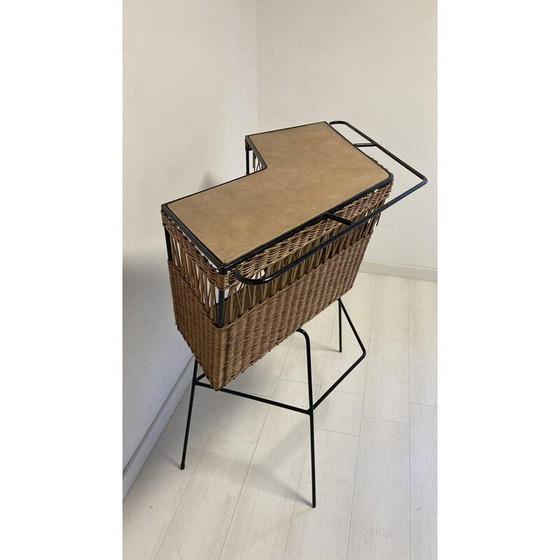 Image 1 of Bar vintage en rotin et fer forgé, 1960