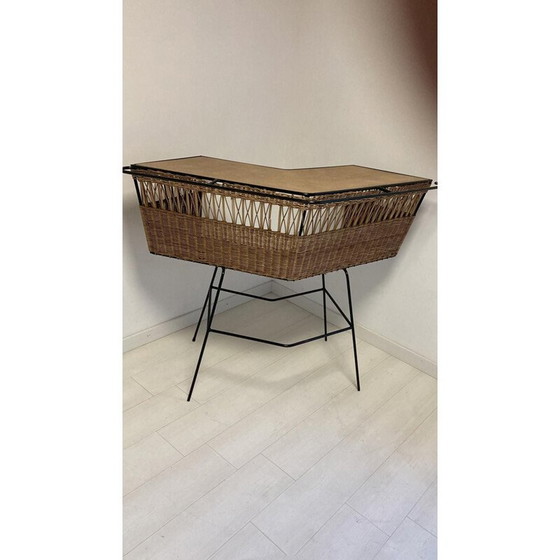 Image 1 of Bar vintage en rotin et fer forgé, 1960