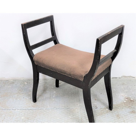 Image 1 of Tabouret de toilette vintage en bois foncé