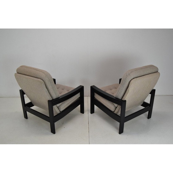 Image 1 of Paire de fauteuils vintage en tissu et bois pour Hikor Písek, Tchécoslovaquie 1980