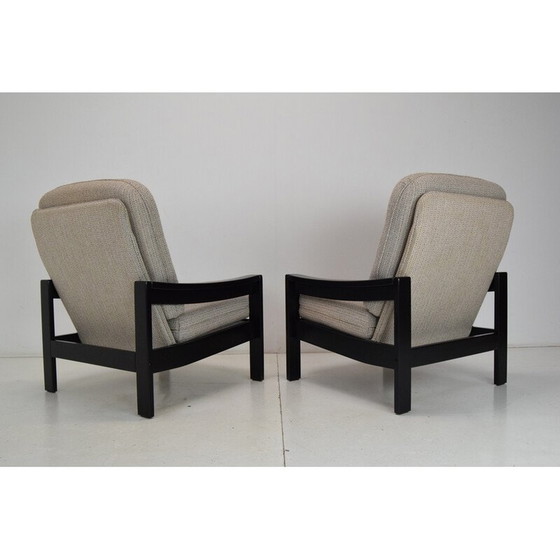 Image 1 of Paire de fauteuils vintage en tissu et bois pour Hikor Písek, Tchécoslovaquie 1980