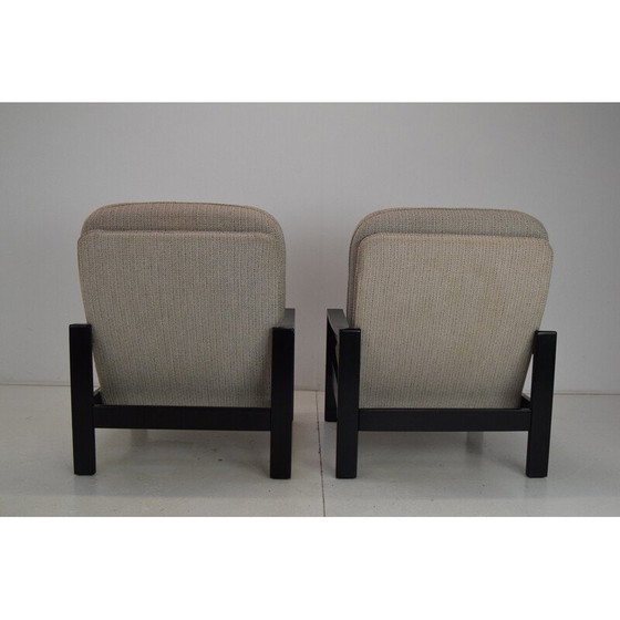 Image 1 of Paire de fauteuils vintage en tissu et bois pour Hikor Písek, Tchécoslovaquie 1980