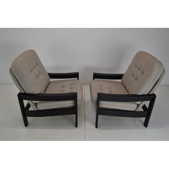 Image 1 of Paire de fauteuils vintage en tissu et bois pour Hikor Písek, Tchécoslovaquie 1980