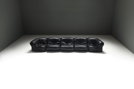 Image 1 of Superbe canapé modulable Patate en cuir noir d'origine pour Airborne - France