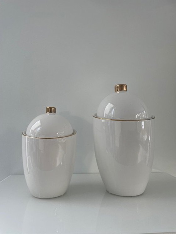 Image 1 of 2X Pot Saturn Hush Living Céramique Blanche (Grand & Petit Modèle)