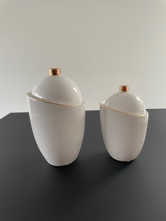 Image 1 of 2X Pot Saturn Hush Living Céramique Blanche (Grand & Petit Modèle)