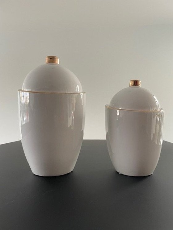 Image 1 of 2X Pot Saturn Hush Living Céramique Blanche (Grand & Petit Modèle)