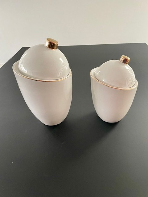 Image 1 of 2X Pot Saturn Hush Living Céramique Blanche (Grand & Petit Modèle)