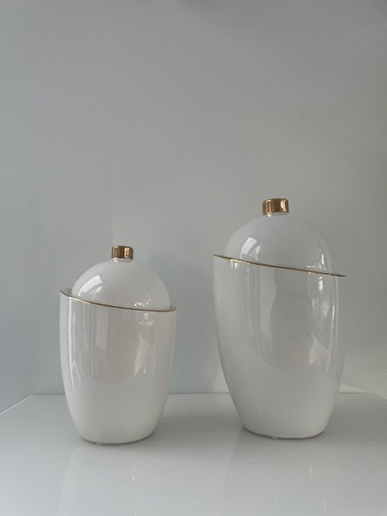 Image 1 of 2X Pot Saturn Hush Living Céramique Blanche (Grand & Petit Modèle)